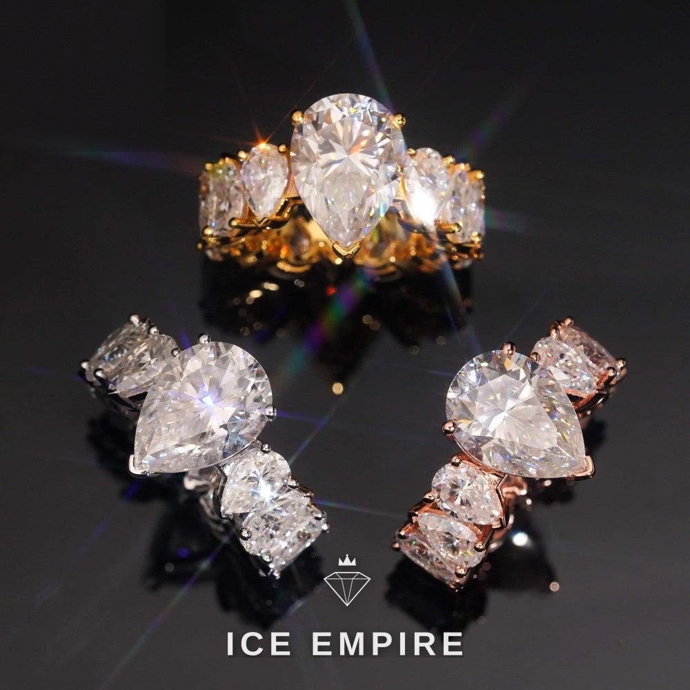 Iced Out Rose Gold Plated Moissanite Engagement Ring