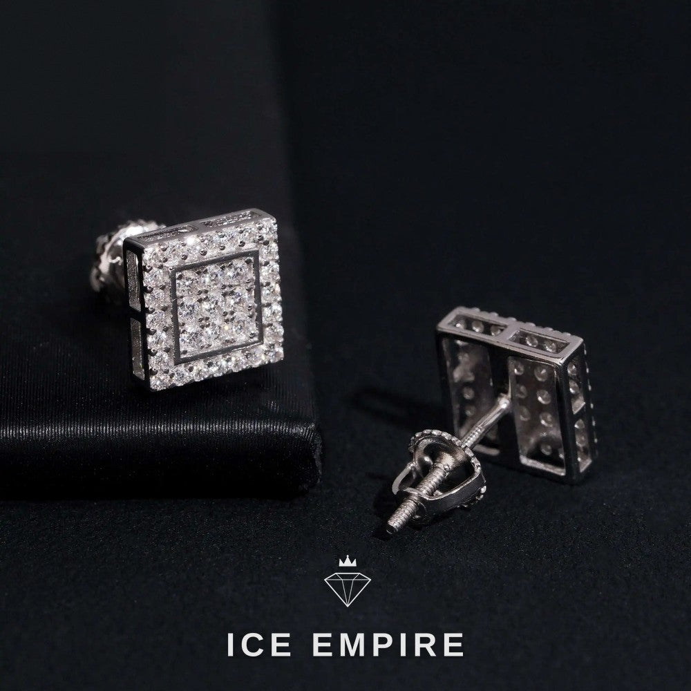 Iced Out 925 Silver Moissanite Stud Earrings