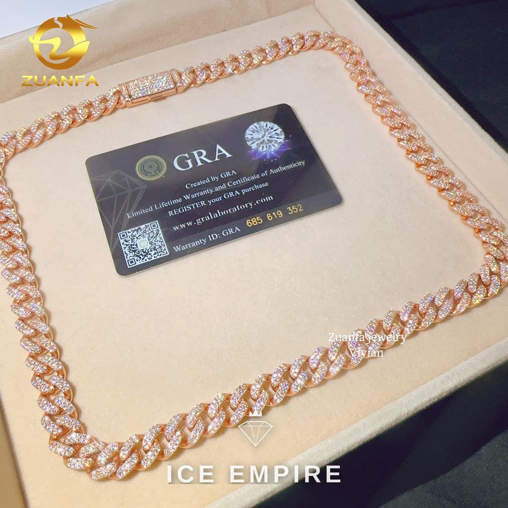 Iced Out Rose Gold Plated Moissanite Cuban Chain