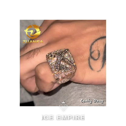 Iced Out 925 Silver Moissanite Ring