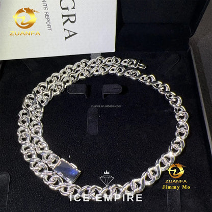 Iced Out 925 Silver Moissanite Cuban Chain