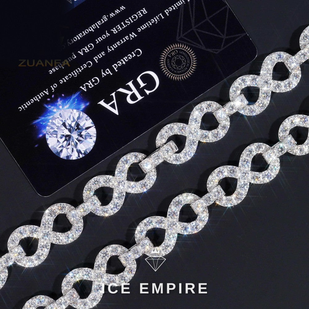 Iced Out Cluster Rose Gold Plated Moissanite Cuban Chain