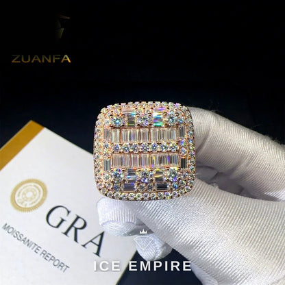 Iced Out Baguette 925 Silver Moissanite Ring