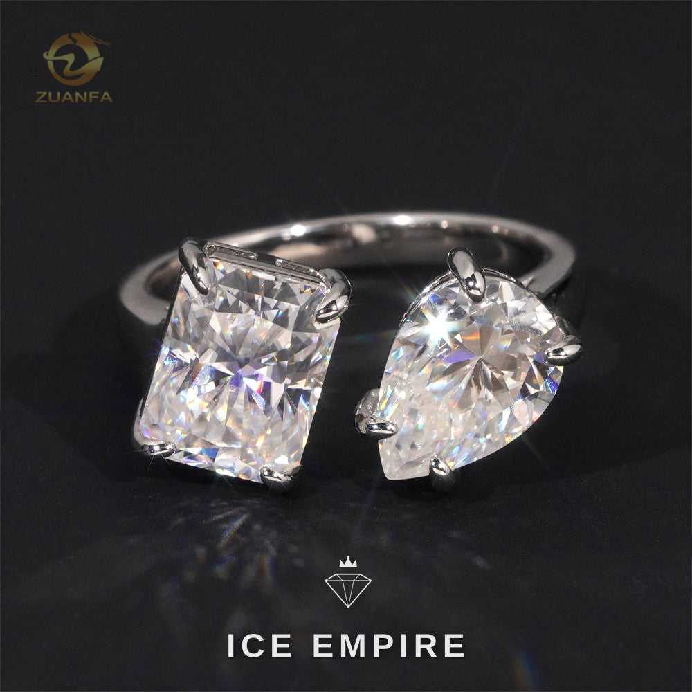 Iced Out 925 Silver Moissanite Engagement Ring