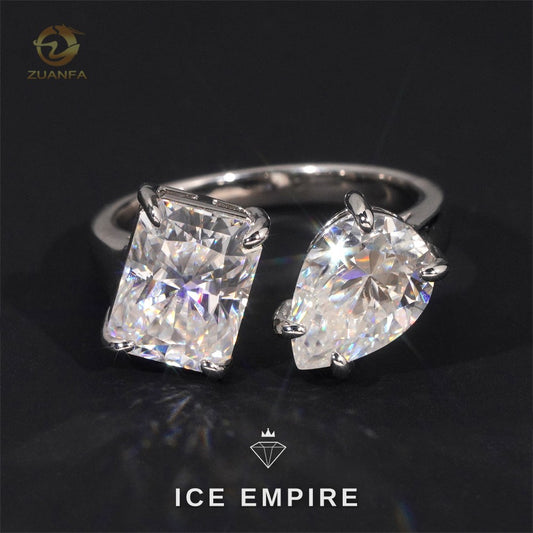 Iced Out 925 Silver Moissanite Engagement Ring