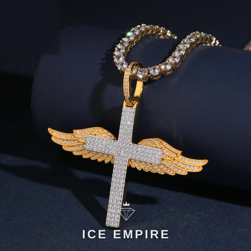Iced Out Cross Gold Plated Moissanite Pendant