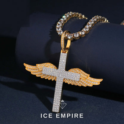 Iced Out Cross Gold Plated Moissanite Pendant