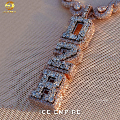 Iced Out 10K Gold Moissanite Pendant