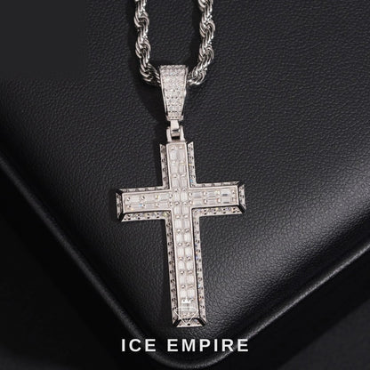 Iced Out Cross 925 Silver Moissanite Pendant