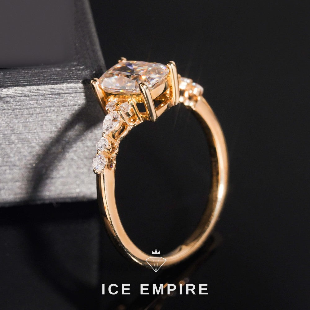 Iced Out 10K Gold Moissanite Engagement Ring