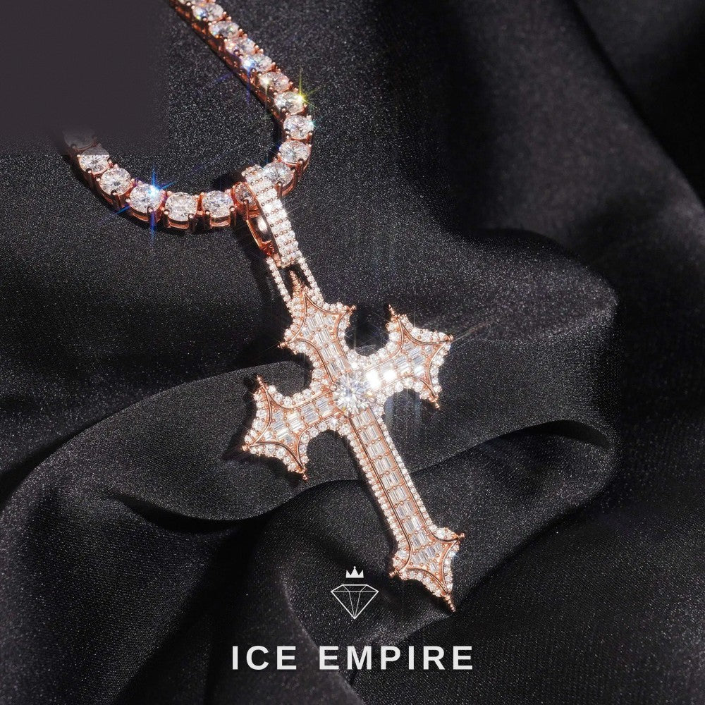Iced Out Rose Gold Plated Moissanite Pendant