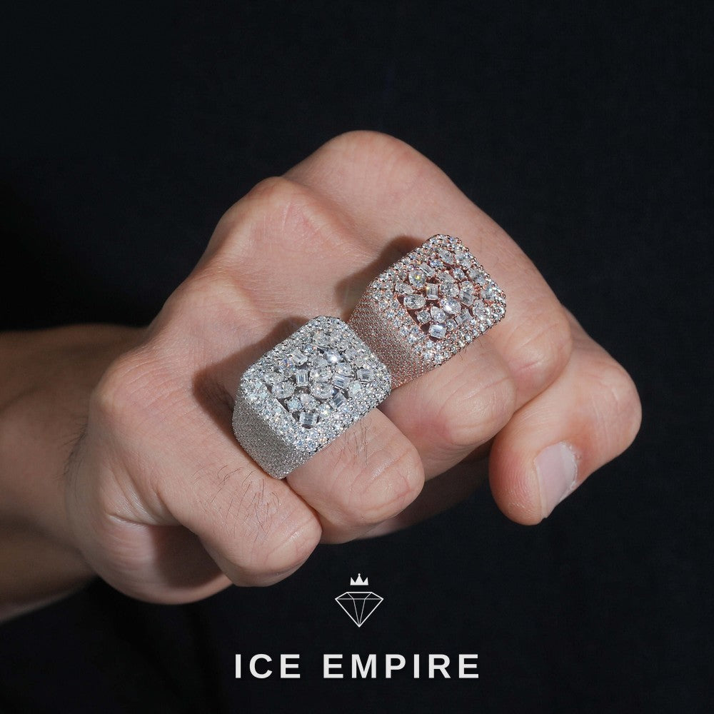 Iced Out Baguette 925 Silver Moissanite Ring