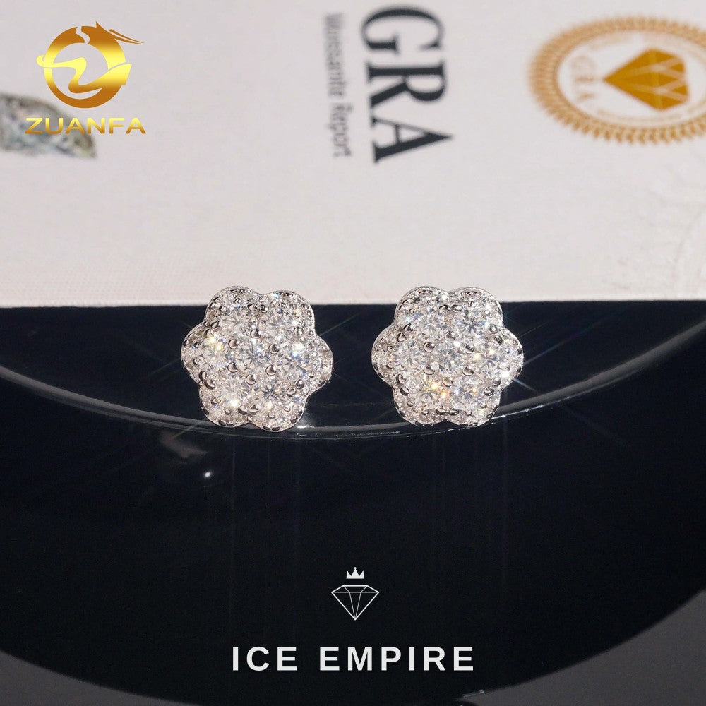 Iced Out Cluster 925 Silver Moissanite Earrings