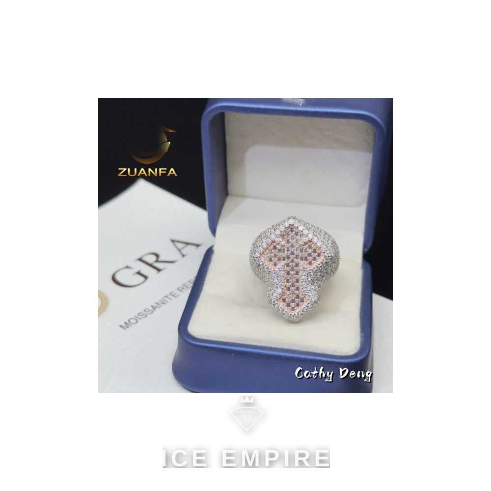 Iced Out Baguette 925 Silver Moissanite Ring