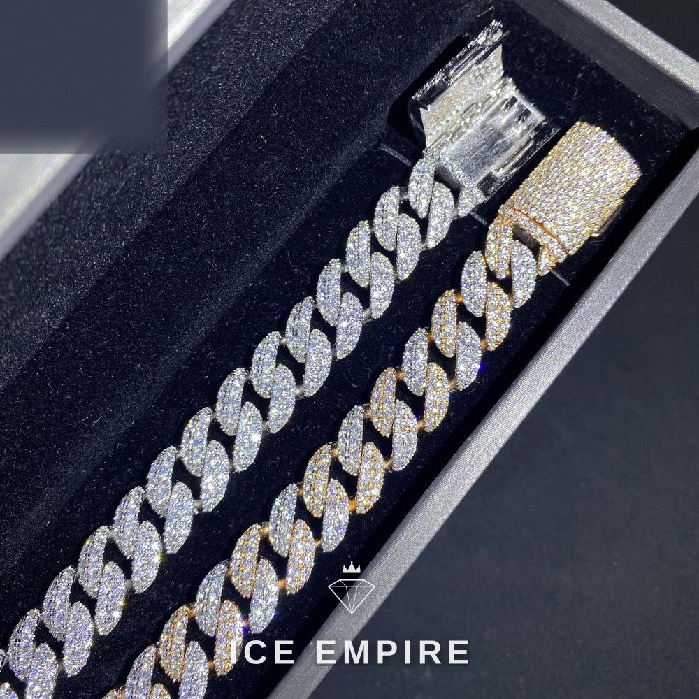 Iced Out 925 Silver Moissanite Cuban Chain