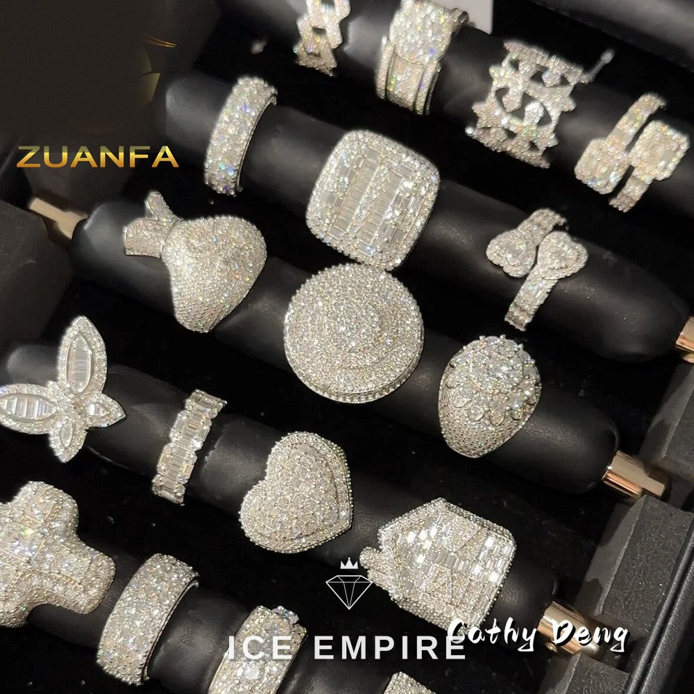 Iced Out 925 Silver Moissanite Ring