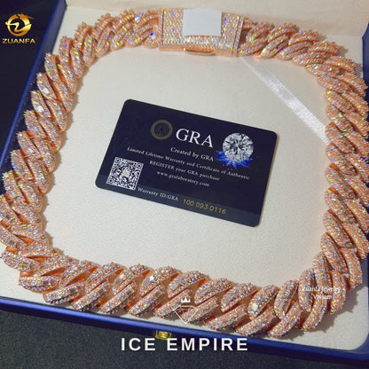 Iced Out Rose Gold Plated Moissanite Cuban Chain