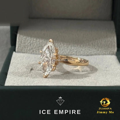 Iced Out 18K Gold Lab Grown Diamond Engagement Ring