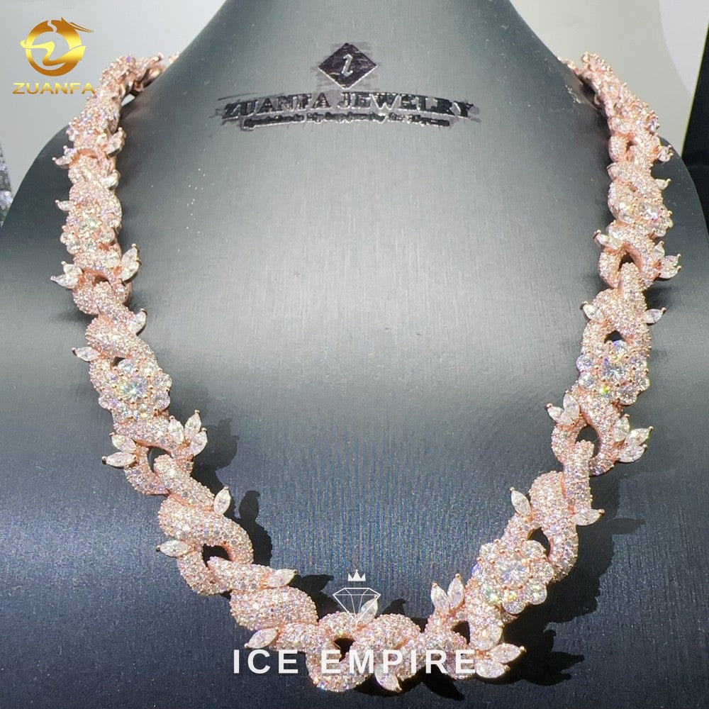 Iced Out Rose Gold Plated Moissanite Cuban Chain