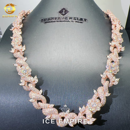 Iced Out Rose Gold Plated Moissanite Cuban Chain