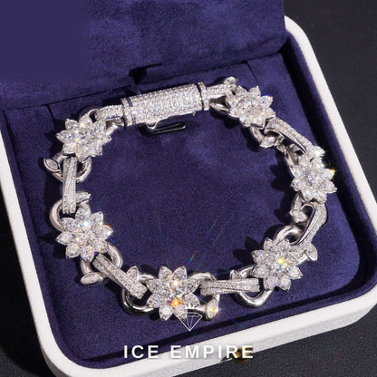 Iced Out Baguette 925 Silver Moissanite Cuban Chain