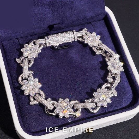Iced Out Baguette 925 Silver Moissanite Cuban Chain