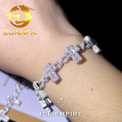 Iced Out Baguette 925 Silver Moissanite Cuban Chain
