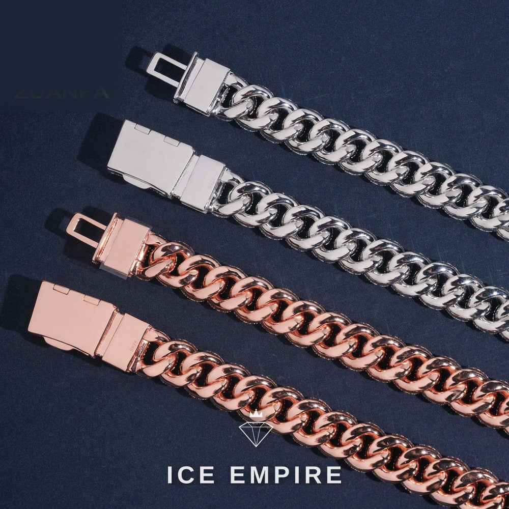 Iced Out Rose Gold Plated Moissanite Cuban Chain