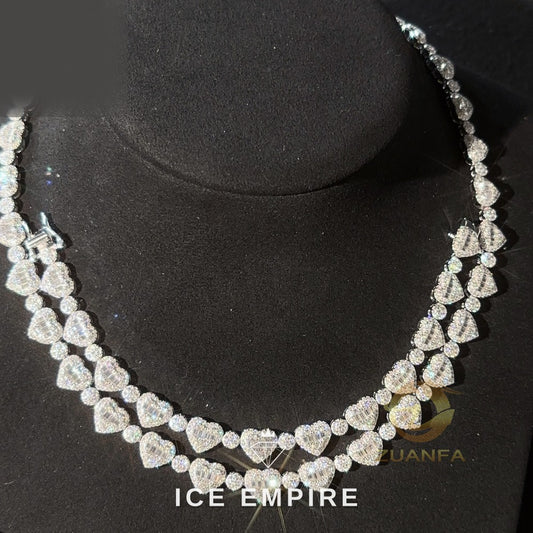 Iced Out Heart Rose Gold Plated Moissanite Cuban Chain