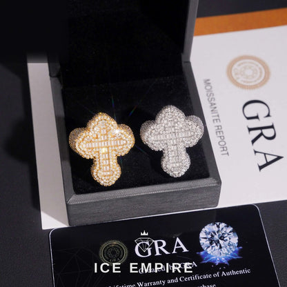 Iced Out Cross Gold Plated Moissanite Ring
