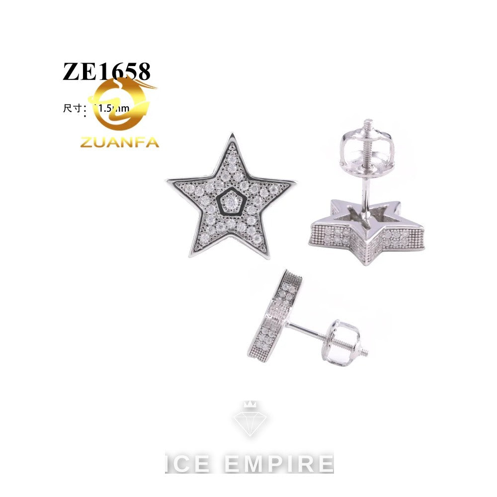 Iced Out 925 Silver Moissanite Earrings