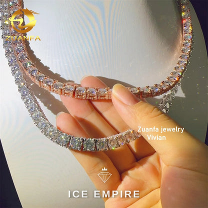 Iced Out Rose Gold Plated Moissanite Cuban Chain
