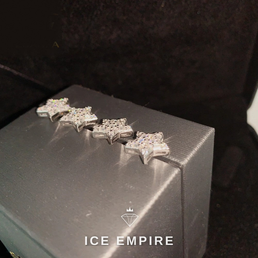 Iced Out Baguette 925 Silver Moissanite Stud Earrings