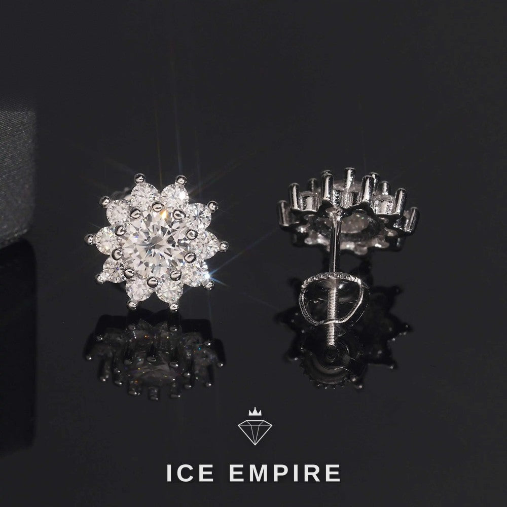 Iced Out 925 Silver Moissanite Stud Earrings