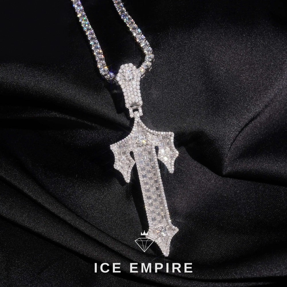 Iced Out Cross 925 Silver Moissanite Pendant