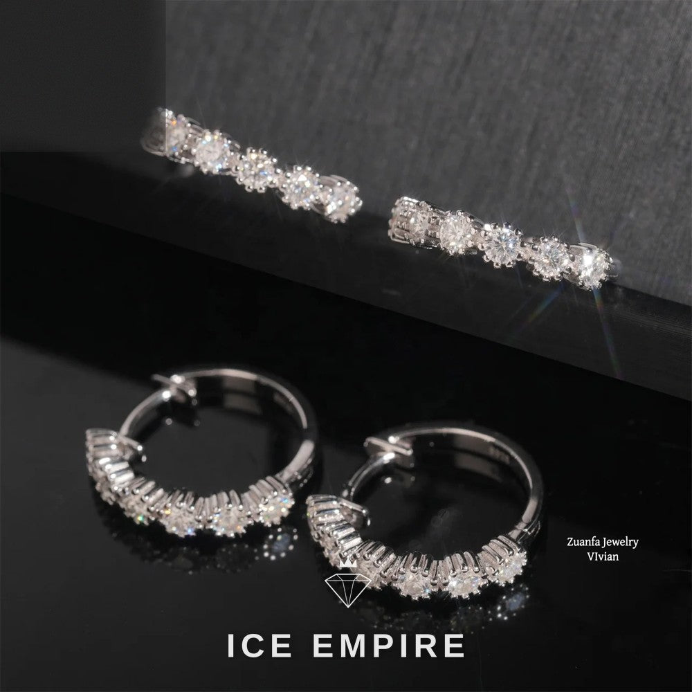 Iced Out 925 Silver Moissanite Stud Earrings