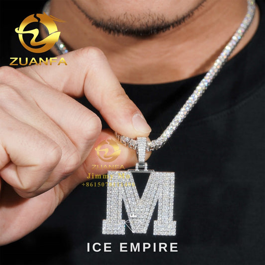 Iced Out 10K Gold Moissanite Pendant