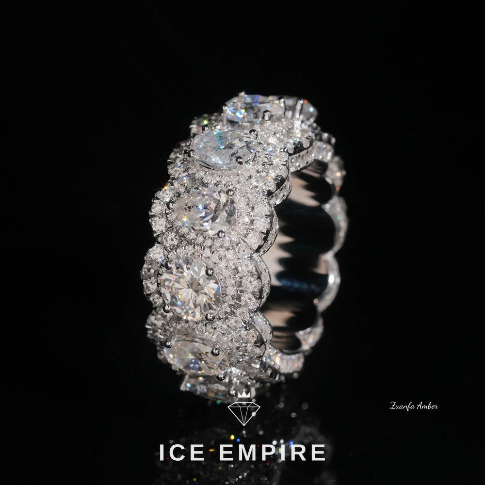 Iced Out Cluster Rose Gold Plated Lab Grown Diamond Ring