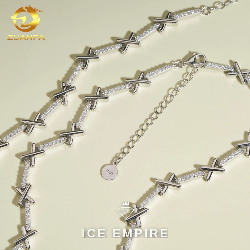 Iced Out Cross Rose Gold Plated Moissanite Cuban Chain