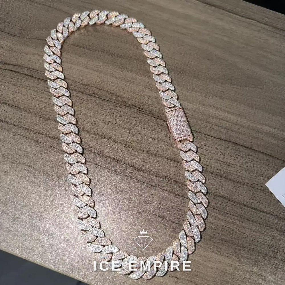 Iced Out Rose Gold Plated Moissanite Cuban Chain