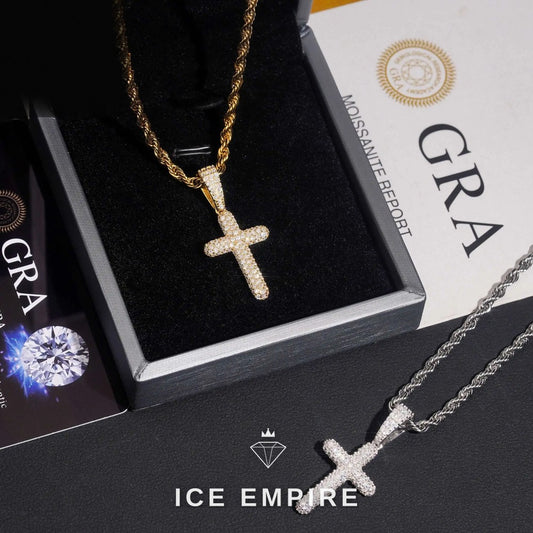Iced Out Cross 925 Silver Moissanite Pendant