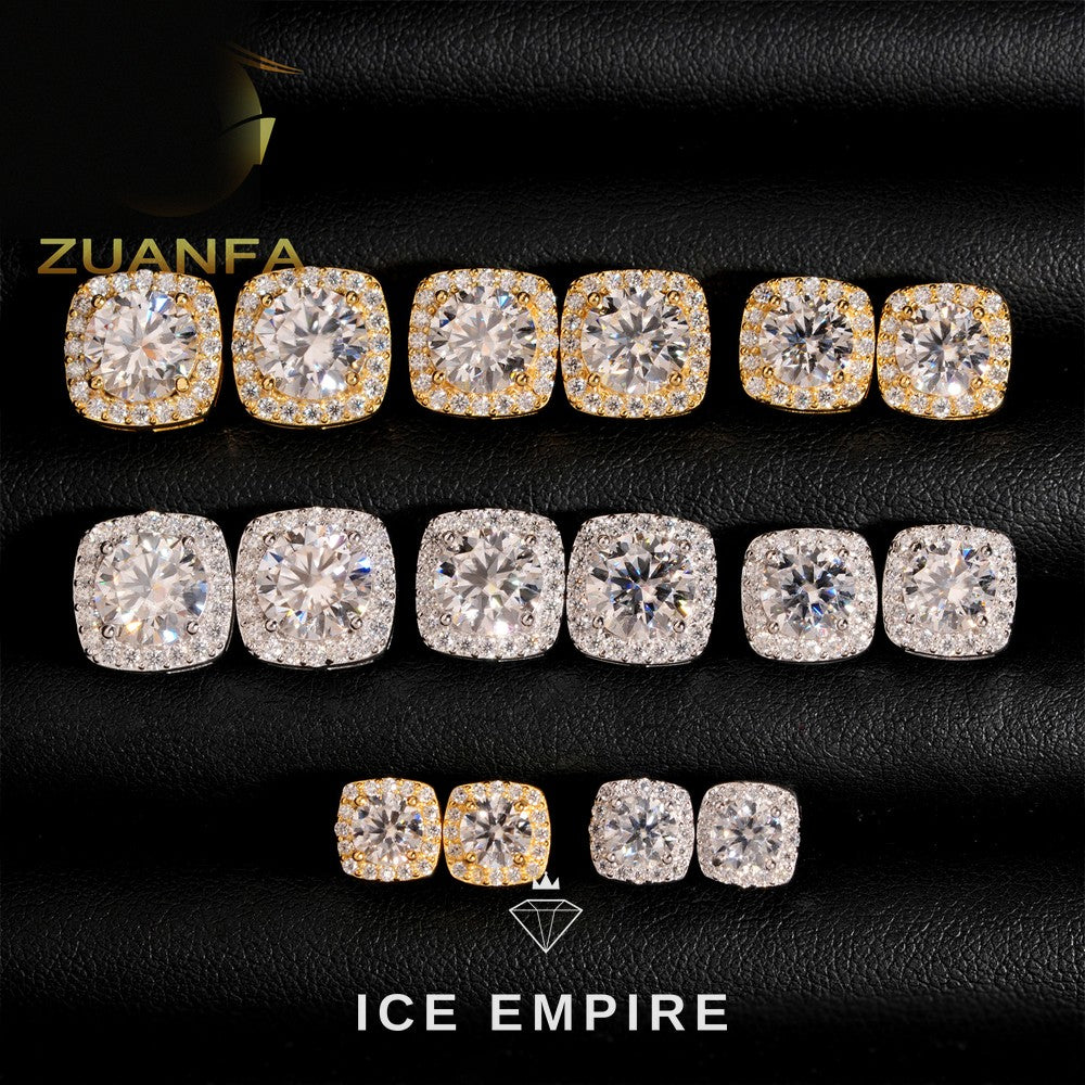 Iced Out Rose Gold Plated Moissanite Earrings