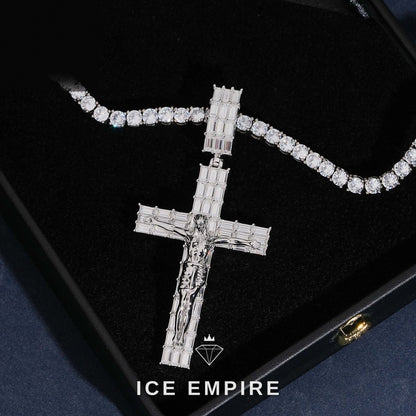 Iced Out Cross Rose Gold Plated Moissanite Pendant