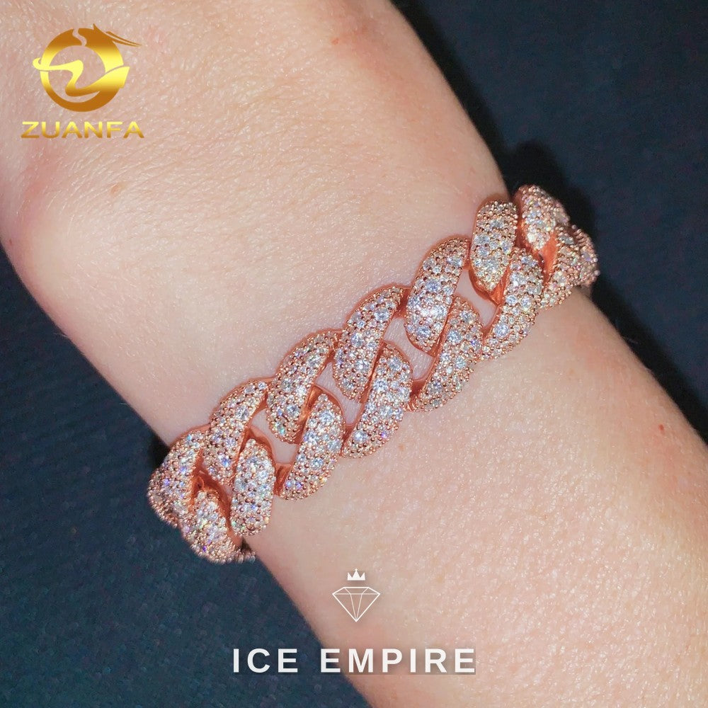 Iced Out Rose Gold Plated Moissanite Cuban Chain