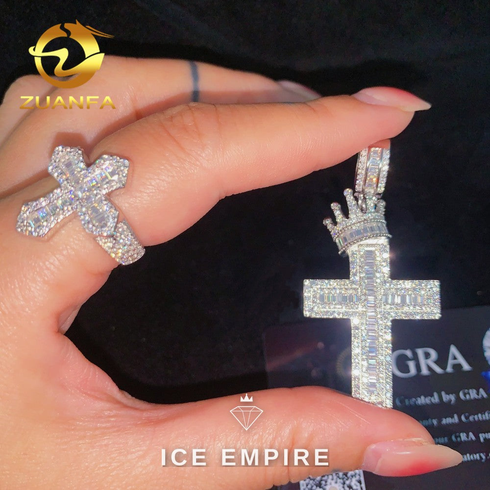 Iced Out Baguette 925 Silver Moissanite Ring