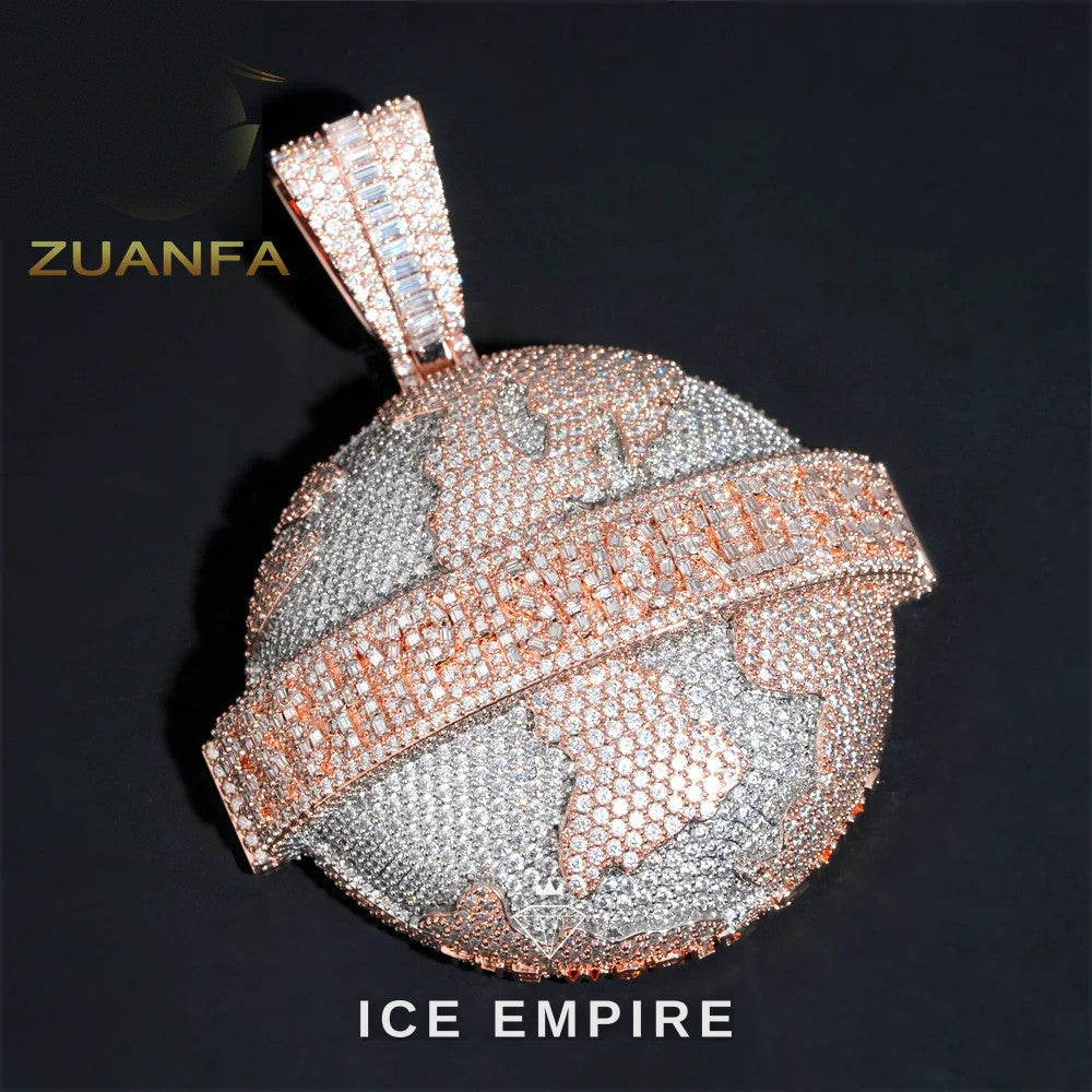 Iced Out Baguette Rose Gold Plated Moissanite Cuban Chain