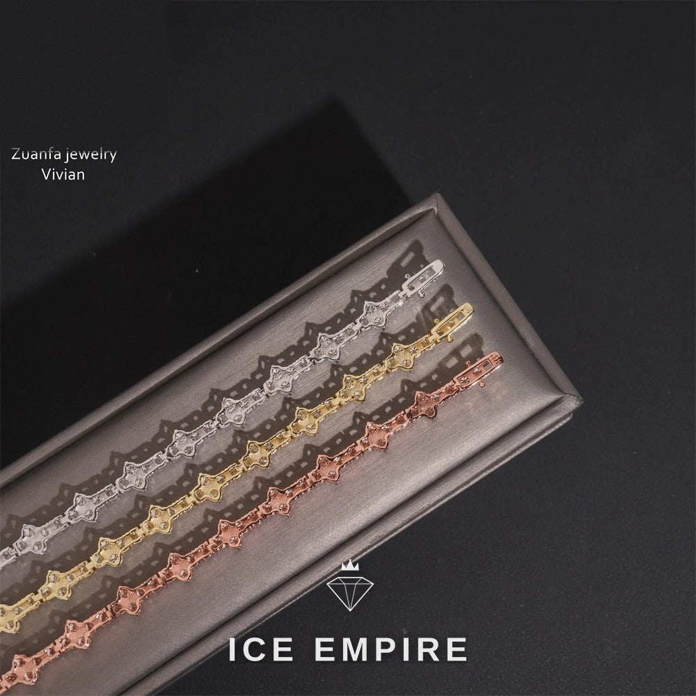 Iced Out 925 Silver Moissanite Tennis Chain