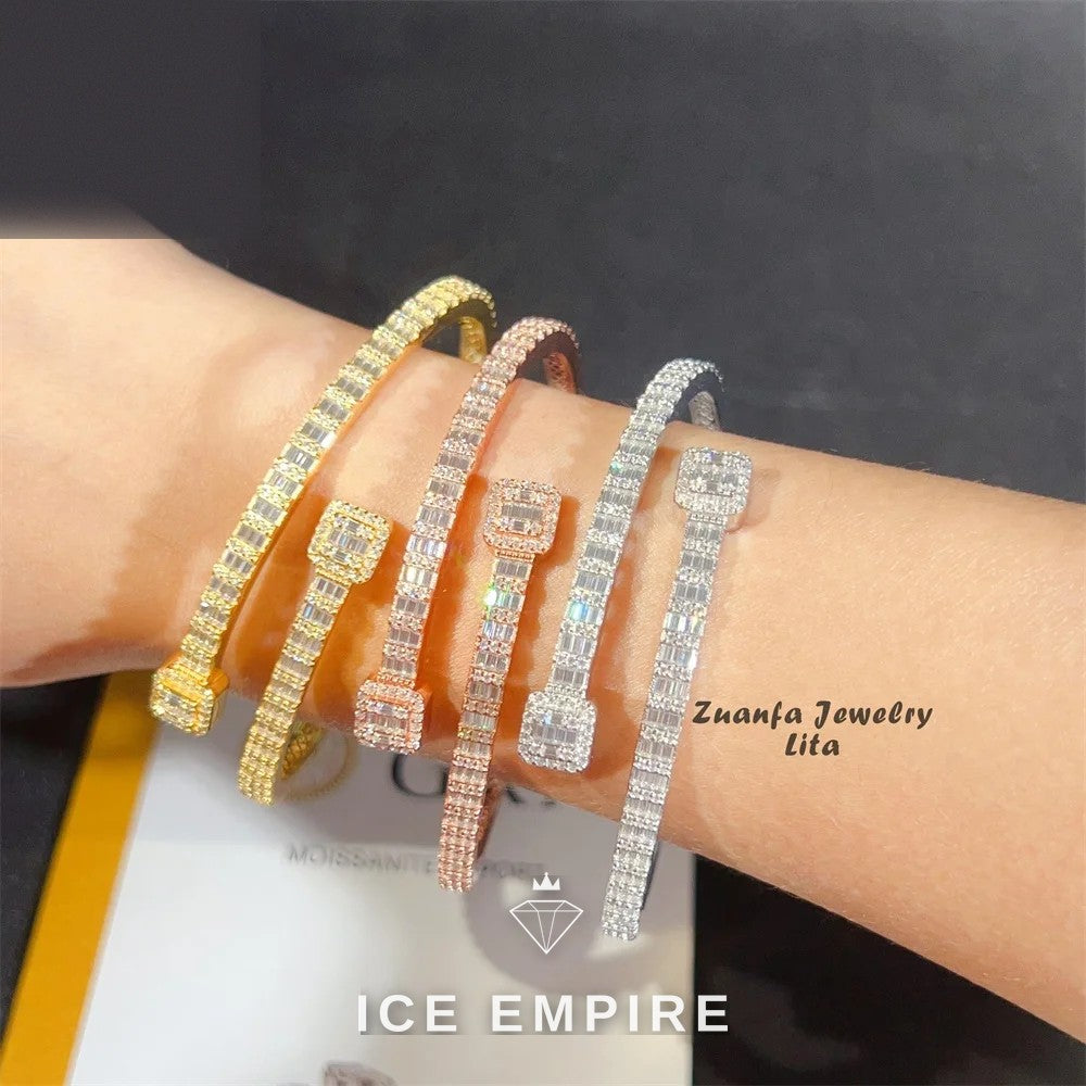 Iced Out Baguette 925 Silver Moissanite Bracelet
