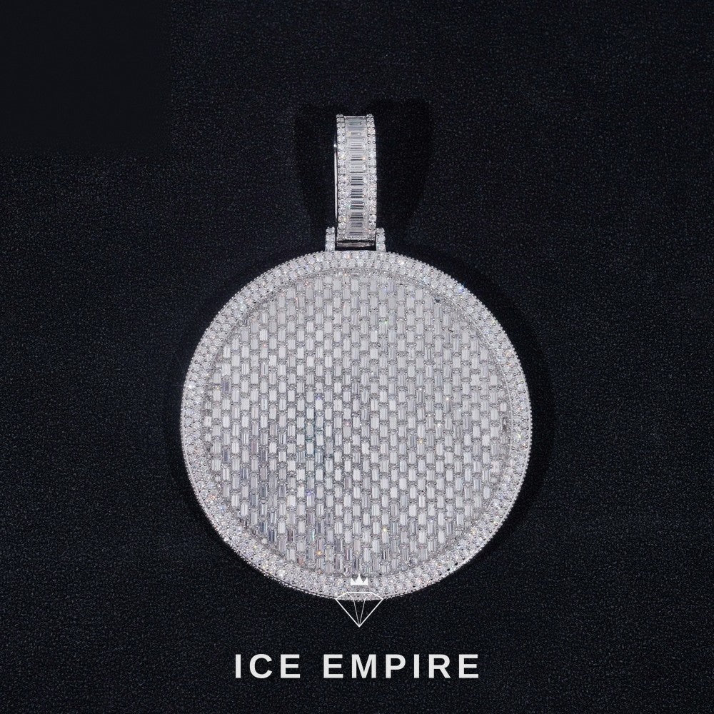 Iced Out Baguette 925 Silver Moissanite Pendant