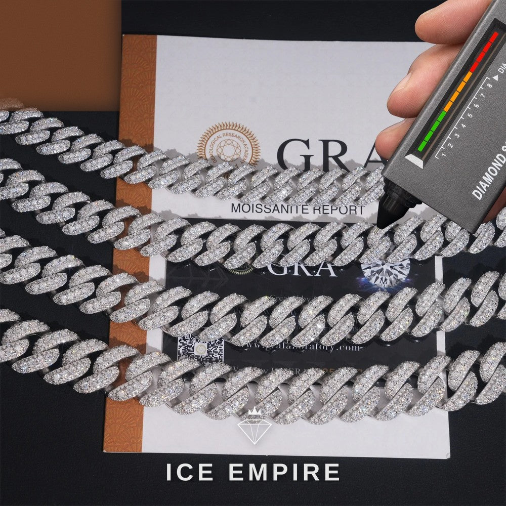Iced Out Rose Gold Plated Moissanite Cuban Chain